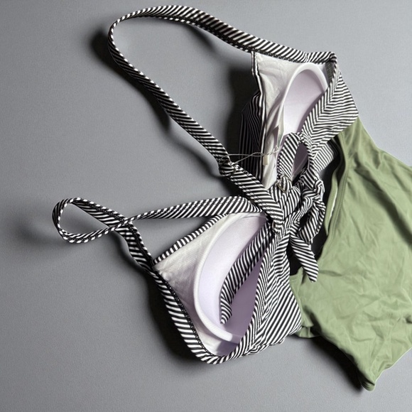 π Stripes & Olive Delight: Chic Eomenie Swimsuit - Medium πΏ NWT - Picture 8 of 10